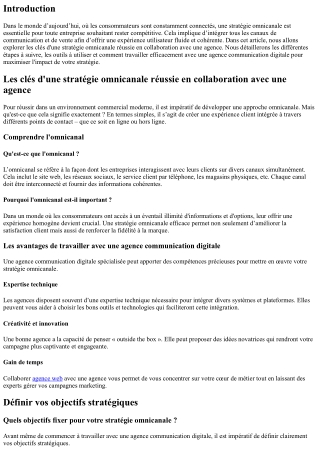 Les clés d'une stratégie omnicanale réussie en collaboration avec une agence