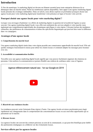 Pourquoi choisir une agence locale pour votre marketing digital ?