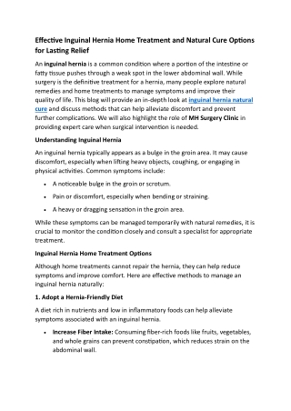 Effective Inguinal Hernia Home Treatment and Natural Cure Options for Lasting Relief