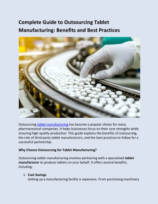 Complete Guide to Outsourcing Tablet Manufacturing