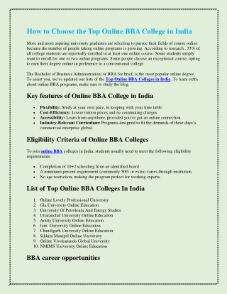 How to Choose the Top Online BBA College in India