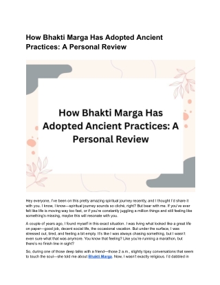 Bhakti Marga: The Path of Devotion in Modern Times