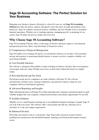 Sage 50 Accounting Software | Manage Finances Easily