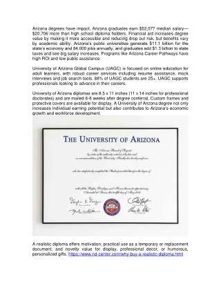 University of Arizona Fake Diploma Fake Degree