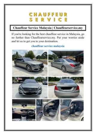 Chauffeur Service Malaysia  Chauffeurservice.my