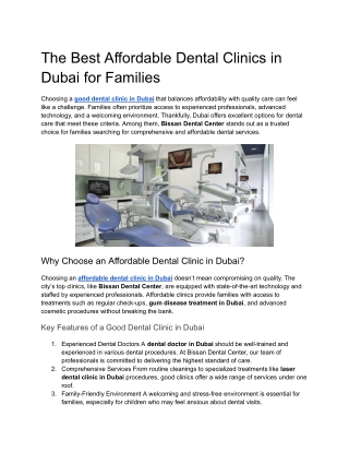 The Best Affordable Dental Clinics in Dubai for Families