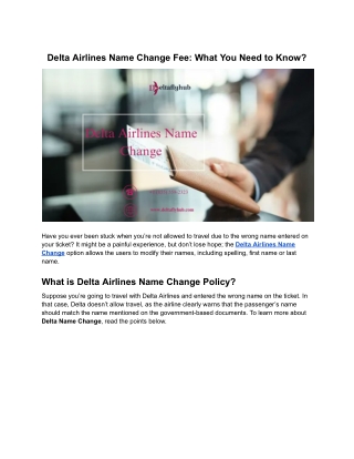 Delta Airlines Name Change Fee: What You Need to Know?