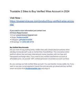 Top 1 Trusted Source For Buy Verified WISE Accounts In 2025