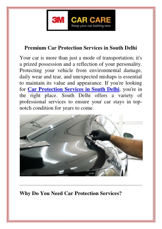 Premium Car Protection Services in South Delhi