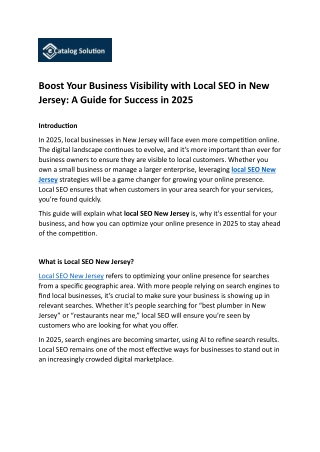 Boost Your Business Visibility with Local SEO in New Jersey  A Guide for Success in 2025
