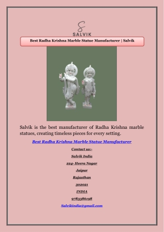 Best Radha Krishna Marble Statue Manufacturer | Salvik