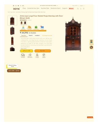 Antarusya Large Floor Rested Pooja Mandap with Door