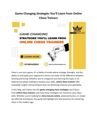 Game-Changing Strategies You’ll Learn from Online Chess Trainers