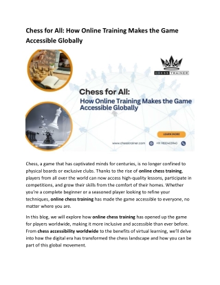 Chess for All: How Online Training Makes the Game Accessible Globally