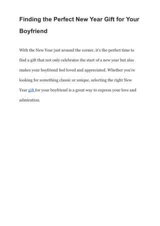 Finding the Perfect New Year Gift for Your Boyfriend