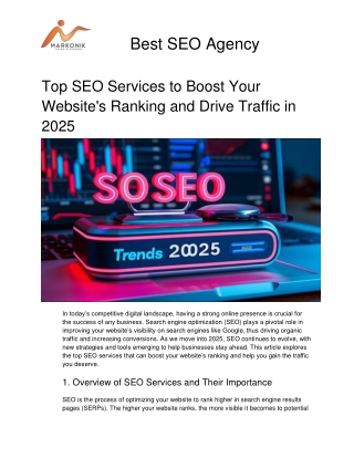 Top SEO Services to Boost Your Website's Ranking and Drive Traffic in 2025
