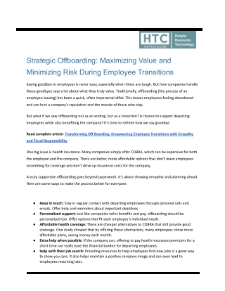 Strategic Offboarding Maximizing Value and Minimizing Risk During Employee Transitions