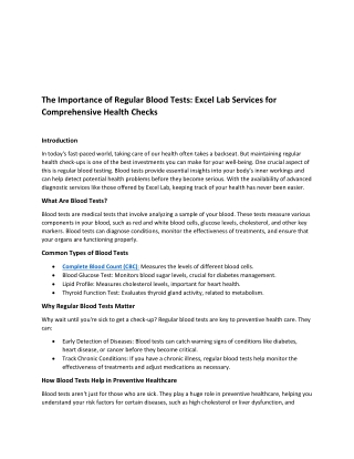 The Importance of Regular Blood Tests