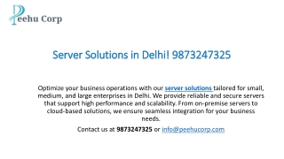 Server Solutions in Delhi! 9873247325