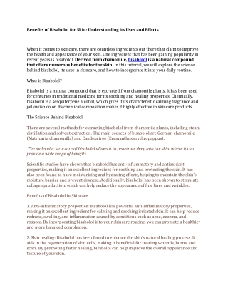 Benefits of Bisabolol for Skin Understanding its Uses and Effects