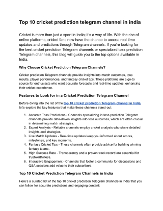 Top 10 Telegram Channels for IPL Match Predictions | Expert Picks 2024