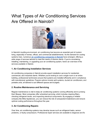 What Types of Air Conditioning Services Are Offered in Nairobi