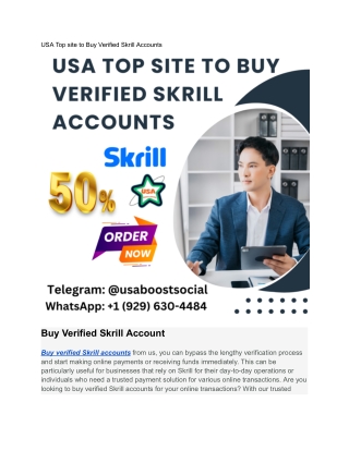 USA Top site to Buy Verified Skrill Accounts