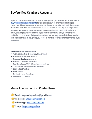 Best Site to Buy Verified Coinbase Accounts in Your