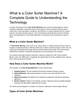 What is a Color Sorter Machine_ A Complete Guide to Understanding the Technology