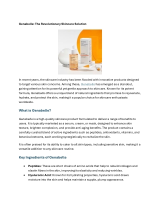 Genabelle products in Pakistan for refreshed and radiant skin. Korean