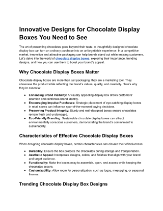 Designs for Chocolate Display Boxes You Need to See