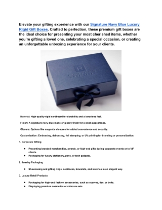 Signature Navy Blue Luxury Rigid Gift Boxes