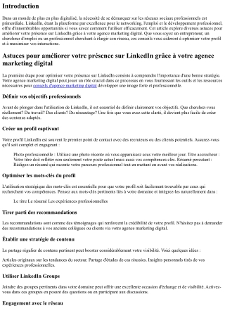 Astuces pour améliorer votre présence sur LinkedIn grâce à votre agence