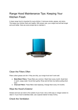 Range Hood Maintenance Tips_ Keeping Your Kitchen Fresh