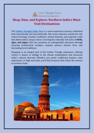 Shop, Dine, and Explore: Northern India’s Must-Visit Destinations