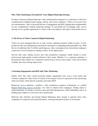 Why Video Marketing is Essential for Your Digital Marketing