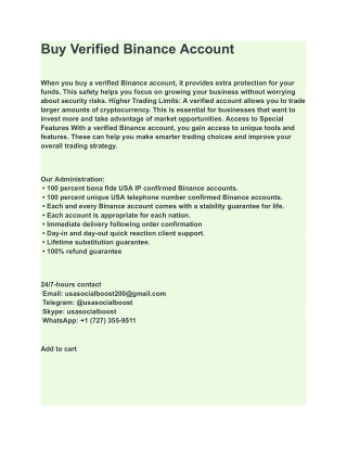Buy Verified Binance Account