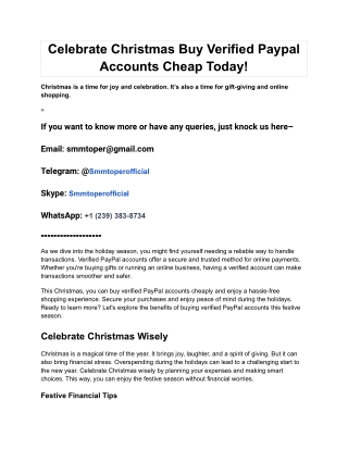 Celebrate Christmas Buy Verified Paypal Accounts Cheap Today