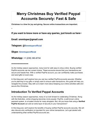 Merry Christmas Buy Verified Paypal Accounts Securely_ Fast & Safe