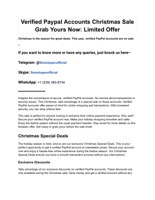 Verified Paypal Accounts Christmas Sale Grab Yours Now_ Limited Offer