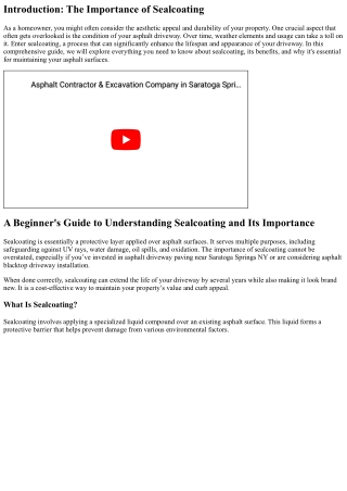 “A Beginner's Guide to Understanding Sealcoating and Its Importance”