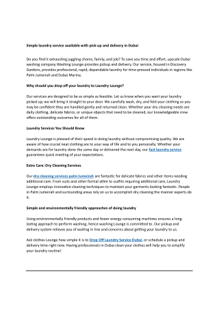 laundry service available with pick-up and delivery in Dubai