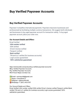 Buy Verified Payoneer Accounts  ...usa