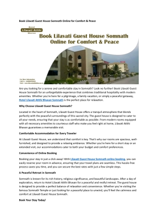 Book Lilavati Guest House Somnath Online for Comfort