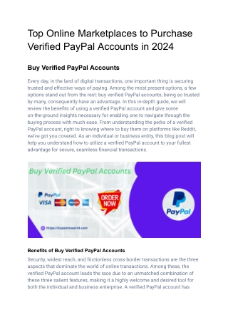 Top Online Marketplaces to Purchase Verified PayPal Accounts in 2024