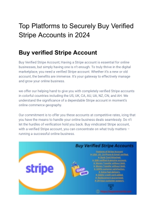 Top Platforms to Securely Buy Verified Stripe Accounts in 2024