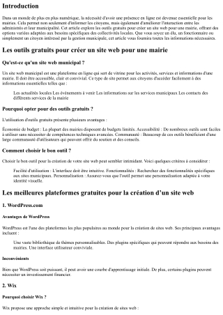 Les outils gratuits pour créer un site web pour une mairie