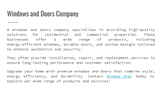 Window Star Windows And Doors Company
