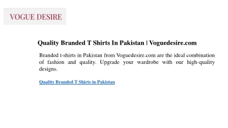Quality Branded T Shirts In Pakistan  Voguedesire.com
