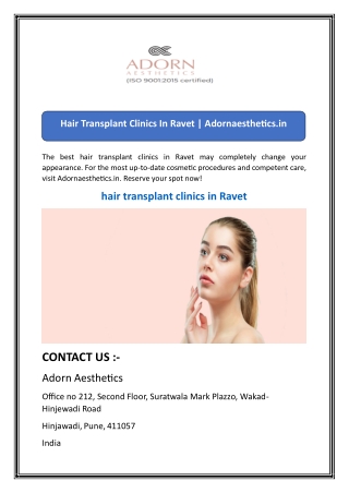 Hair Transplant Clinics In Ravet  Adornaesthetics.in